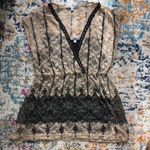 🆕 NY Collection lace & mesh blouse w/ camisole L